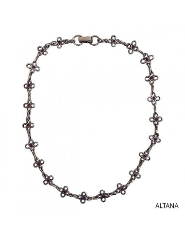 Cadena Plata de Ley Flores y Cuarzos...